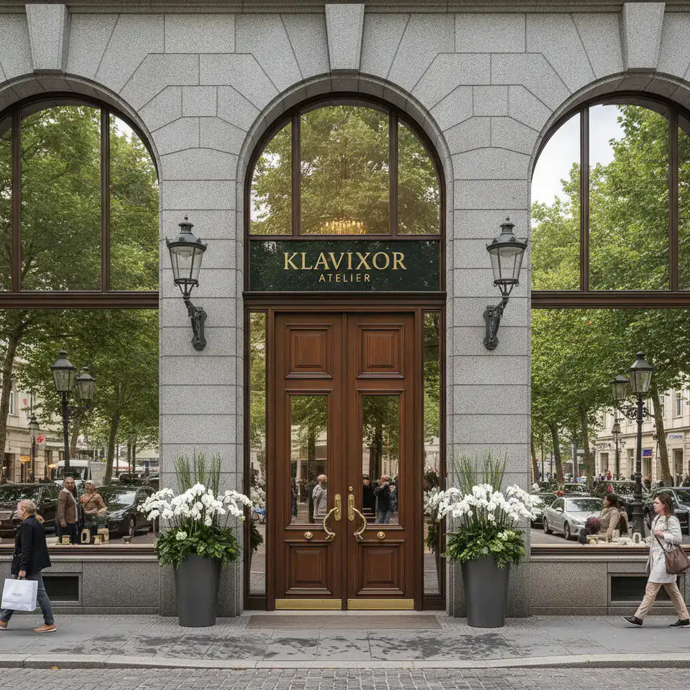 Klavixor Atelier Eingang auf der Königsallee in Düsseldorf