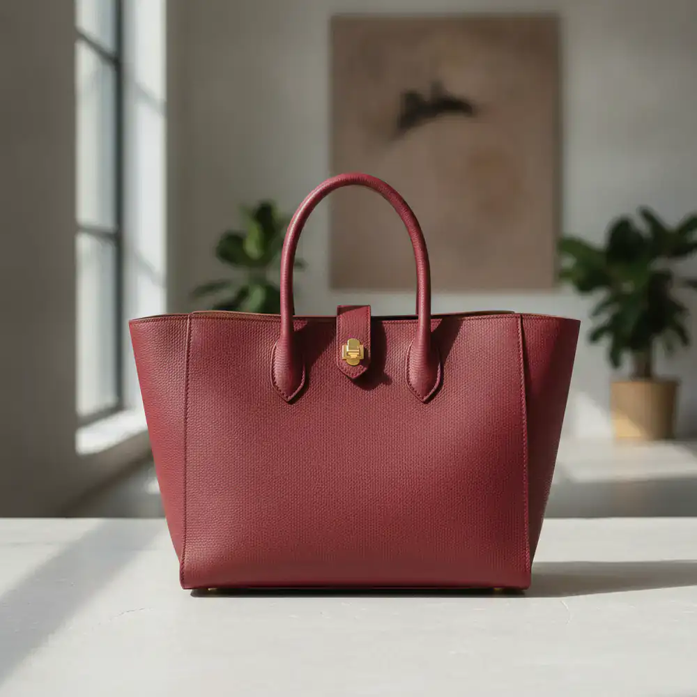 Dunkelrote Designer-Tragetasche aus Leder